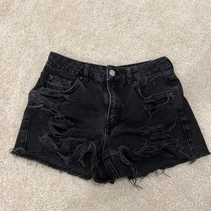 Topshop High Waisted Distressed Shorts